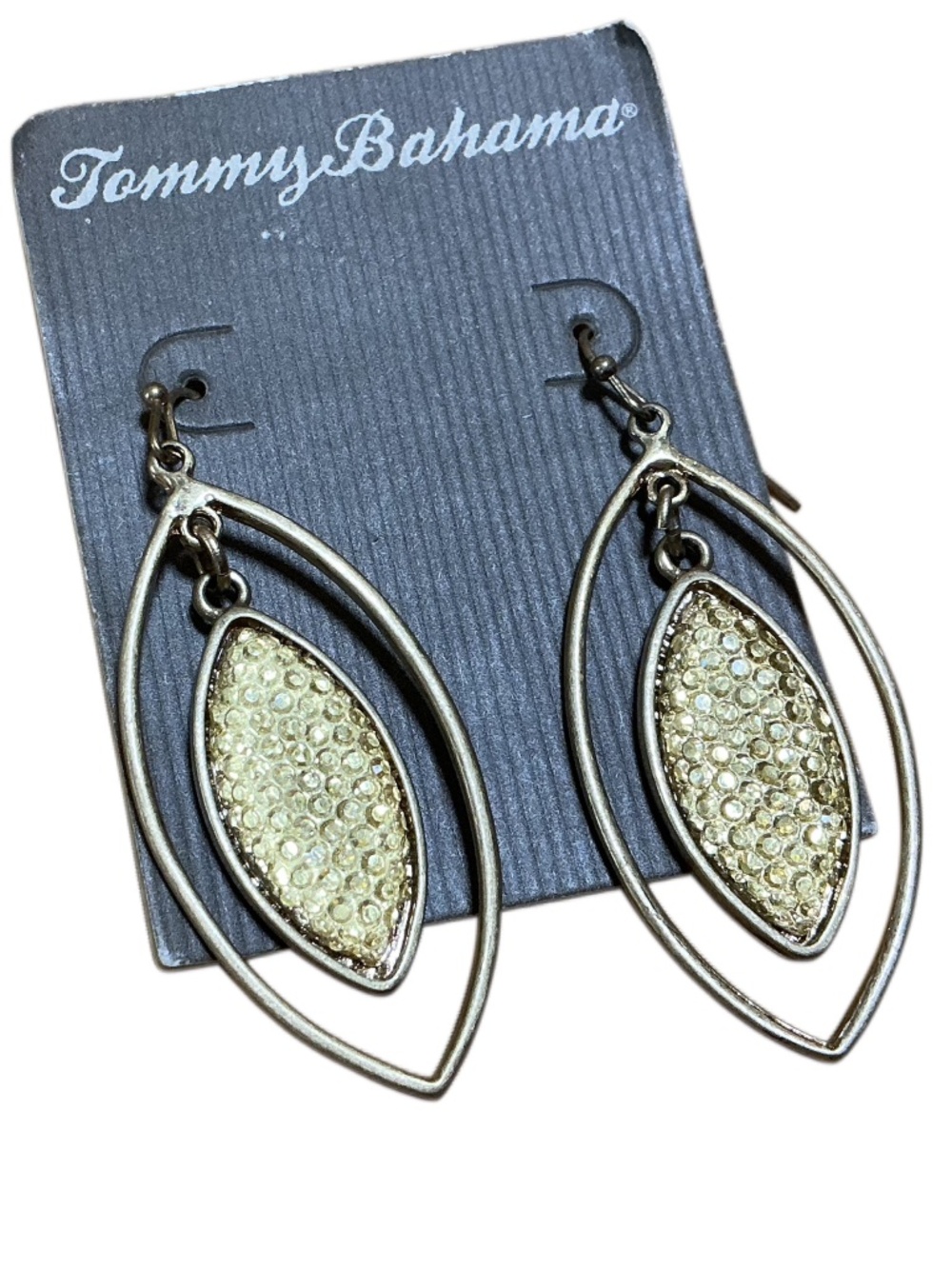 NWT Tommy Bahama Gold Tone Sparkle Shimmer Textured TearDrop Earrings Statement